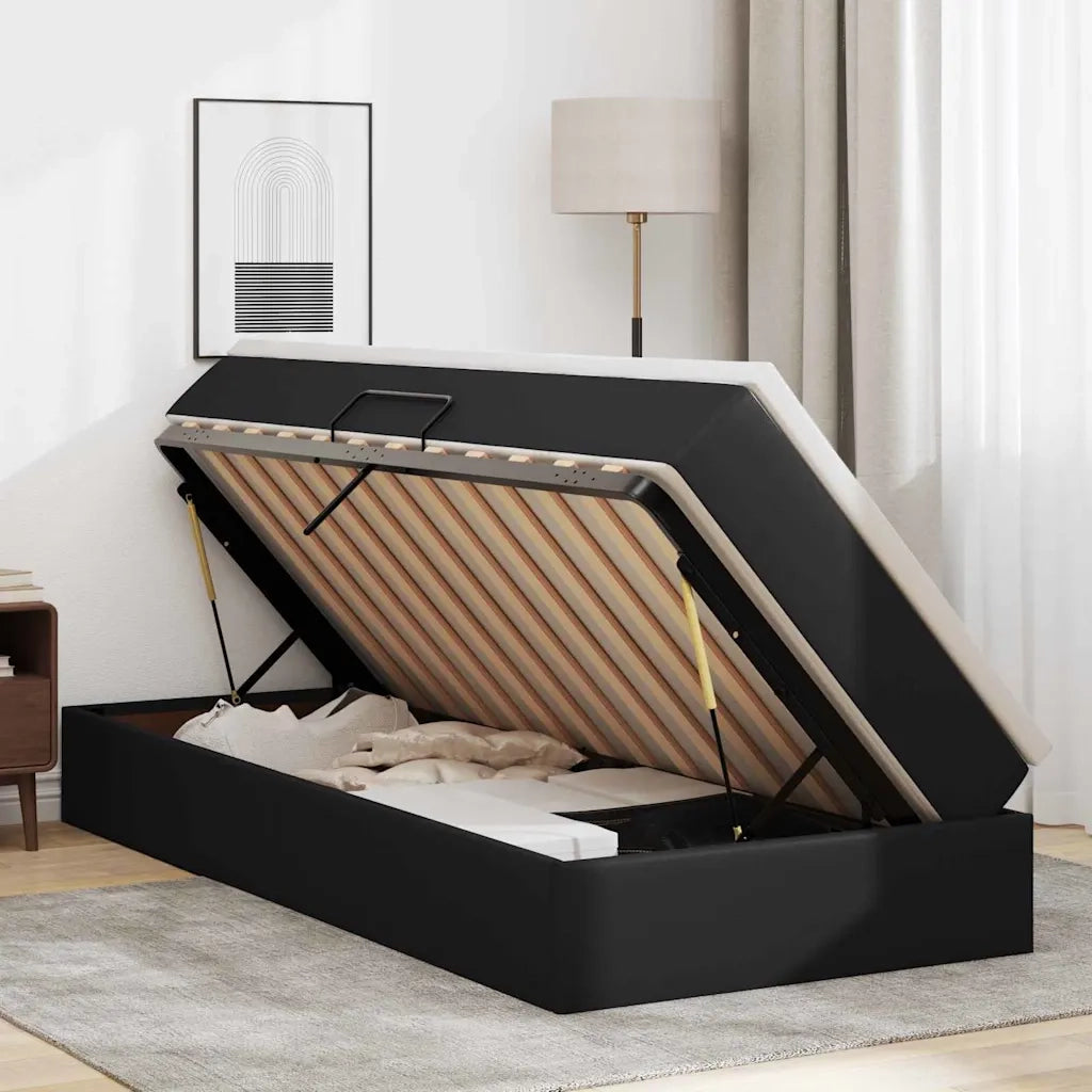 Letto con contenitore e materasso Nero 90 x 200 cm 3370146