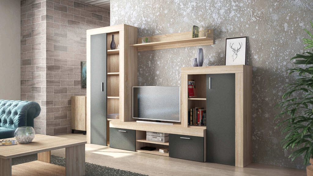Parete Attrezzata per Soggiorno in Legno Composito cm 259x40x180 - ALTON