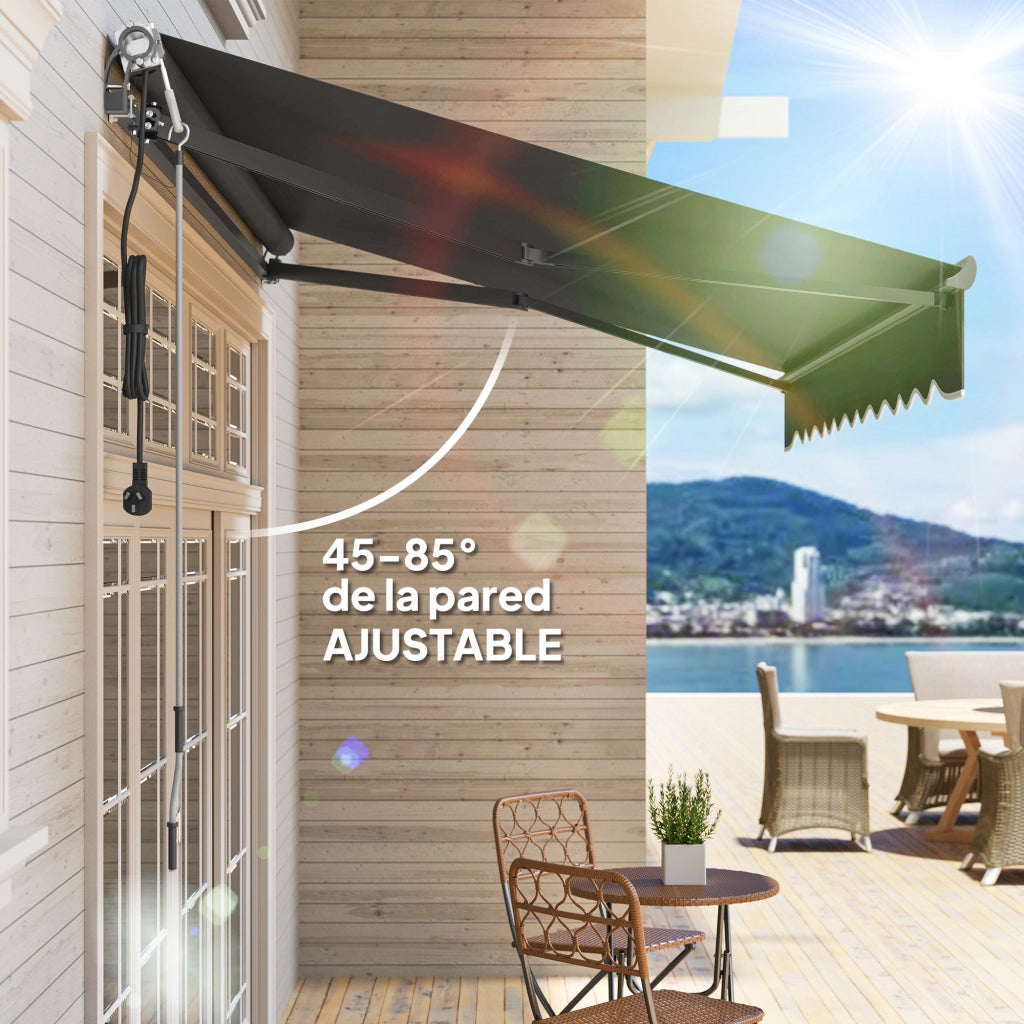 Tenda da Sole Retrattile Elettrica con Manovella ¨C Xylo ¨C Grigio Scuro 296x250 cm