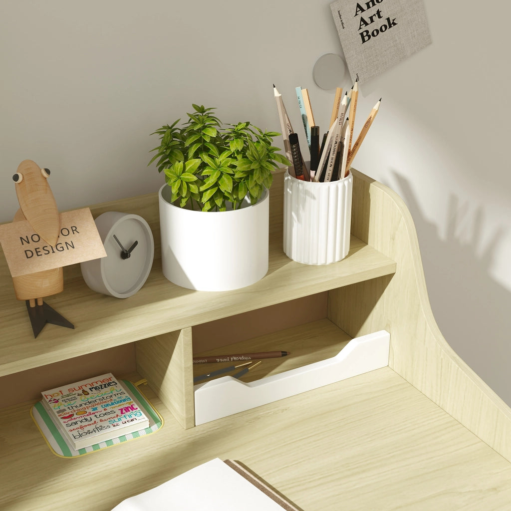 Scrivania per Bambini con Scaffale e Cassetto ¨C Minimal ¨C Bianco e Legno