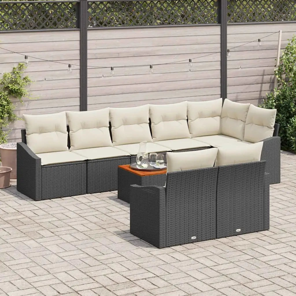 Set Divano da Giardino con cuscino 9 pcs Nero polyrattan 3347845
