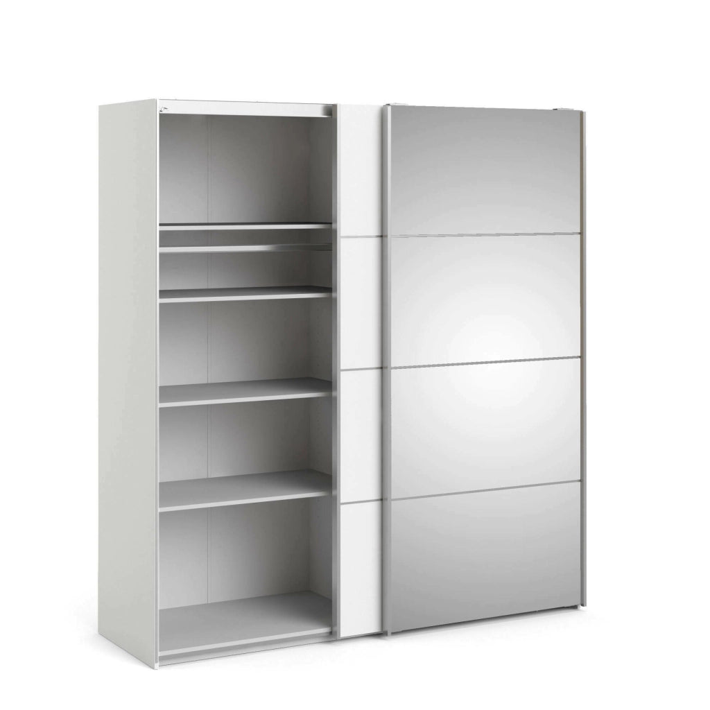Guardaroba 2 ante Cerreto, Mobile camera da letto, Cabina armadio portabiti, Armadio appendiabiti, 182x64 h202 cm, Bianco