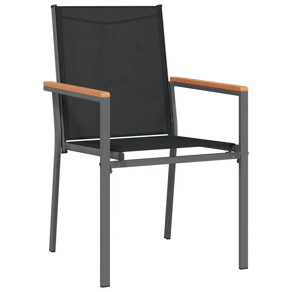 Set da Pranzo da Giardino 5 pz Nero in Textilene e Acciaio 3187043