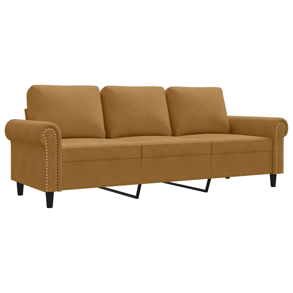 Divano a 3 Posti Marrone 180 cm in Velluto 359546