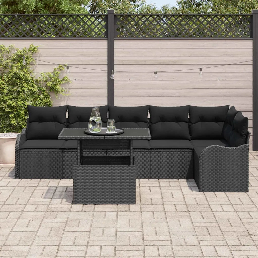 Set Divano da Giardino 7 pcs Nero Rattan in Polipropilene 3357216