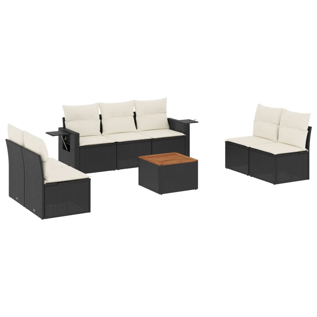Set Divani da Giardino con Cuscini 8 pz Nero in Polyrattan 3224516