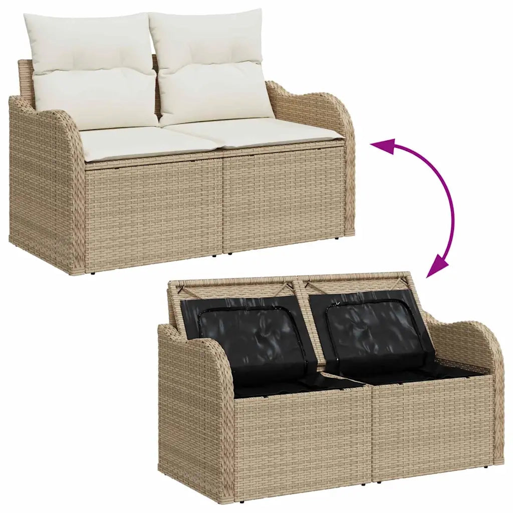 Set Divano da Giardino 5 pcs Beige e Crema polyrattan 3356055