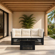 Set Divano da Giardino 4 pz Nero polyrattan 3436414