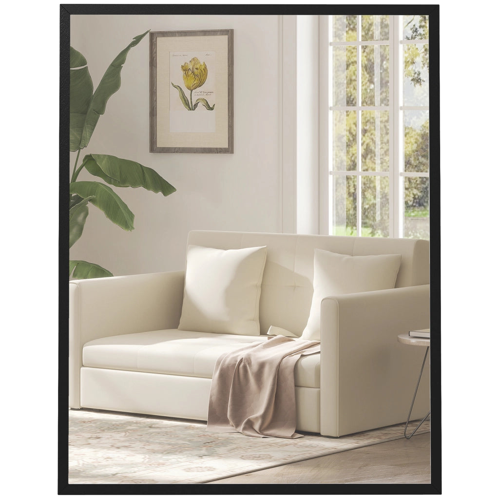 Specchio da parete ¨C Minimal ¨C 90x70 cm, legno, nero