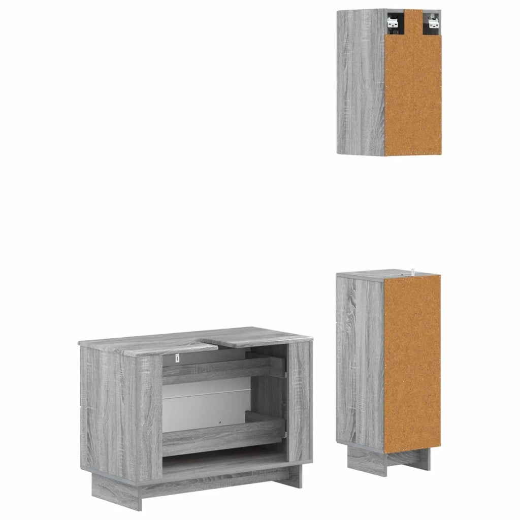 Set di armadietti da bagno in 3 pezzi EDE Sonoma grigio 3417744