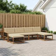 Set di divani da esterno con cuscino 6 pcs Naturale e Beige 3381601