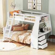 Letto a castello 90x200+140x200 con scrivania - Xylo - Bianco