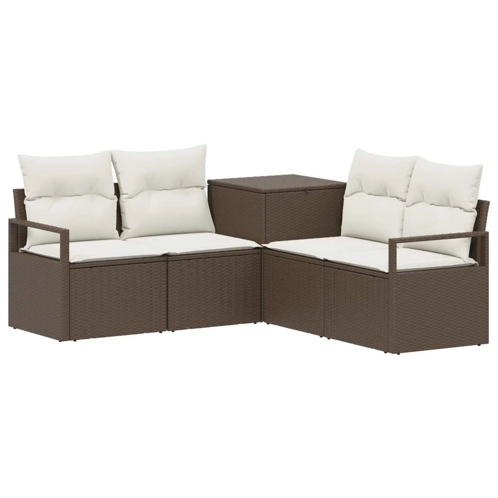 Set di divani 5 pz Marrone e Bianco Crema 3447796