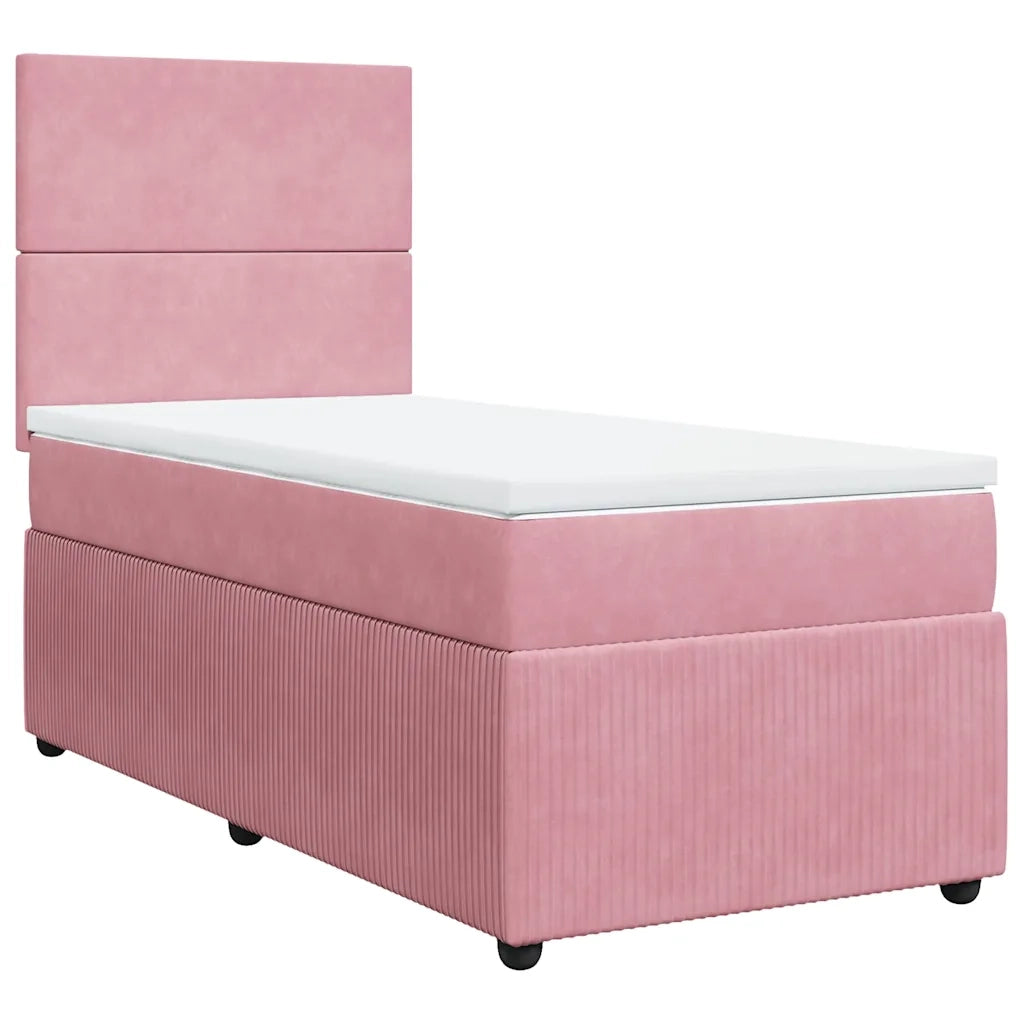 Giroletto a Molle con Materasso Rosa 90x200 cm in Velluto 3294537