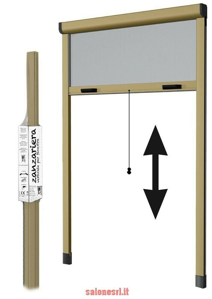 ZANZARIERA VERTICALE RIDUCIBILE 100X250 A RULLO CON FRIZIONE BRONZATA MADE IN ITALY