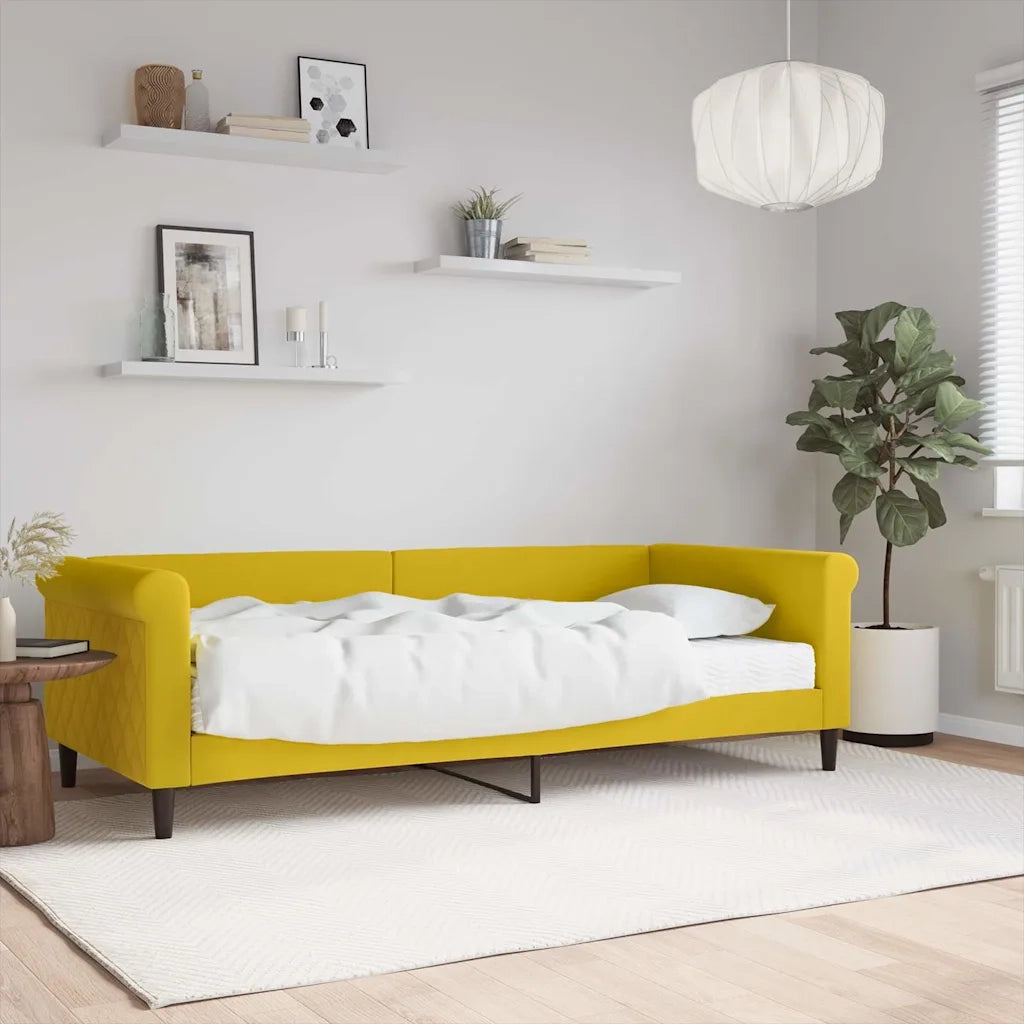 Divano letto | Sof¨¤ letto | Letto singolo con Materasso Giallo 90x200 cm in Velluto
