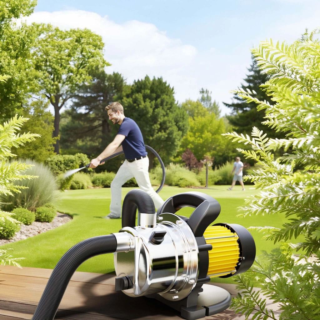 Pompa da giardino autoadescante acciaio inox 3800l/h 1200W max 48m con maniglia Elettropompa