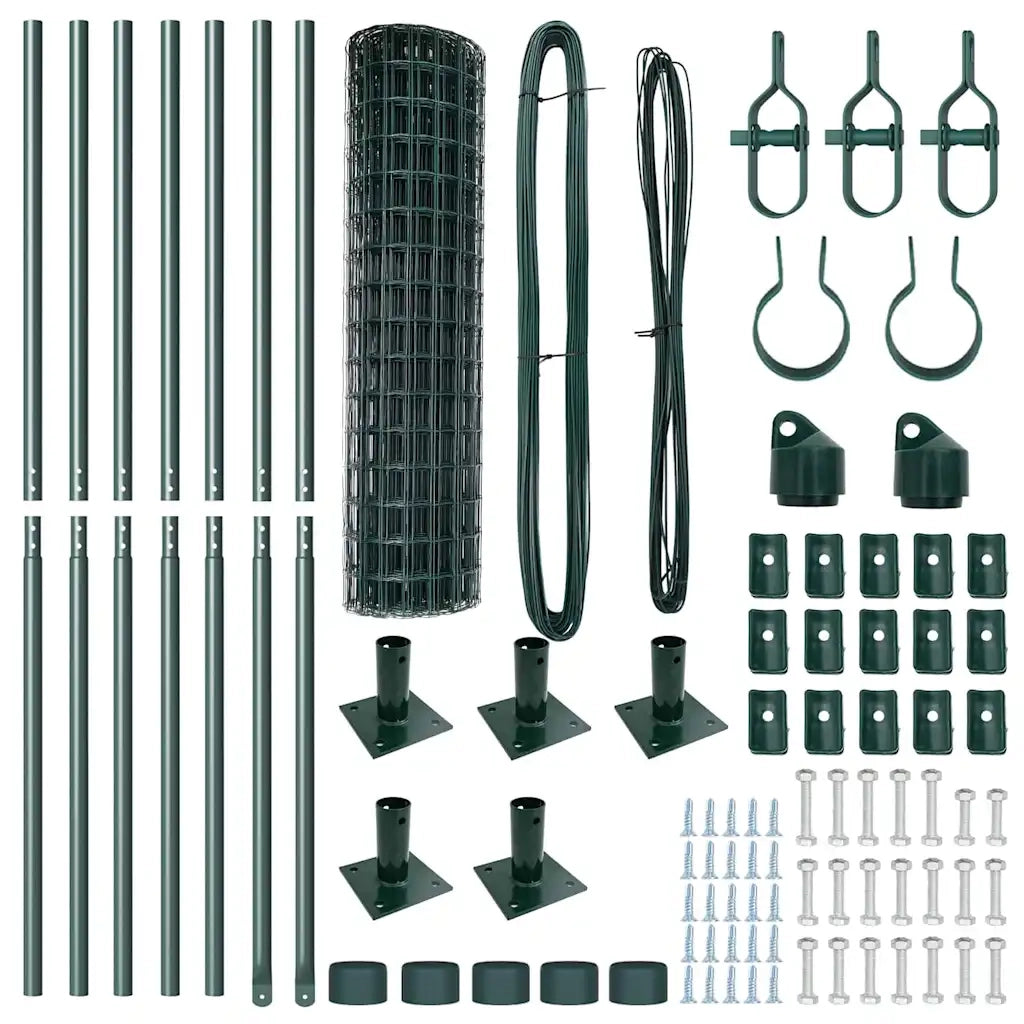 Recinzione da Giardino | Recinzione con Posto Verde 1 x 10 m Acciaio e PVC