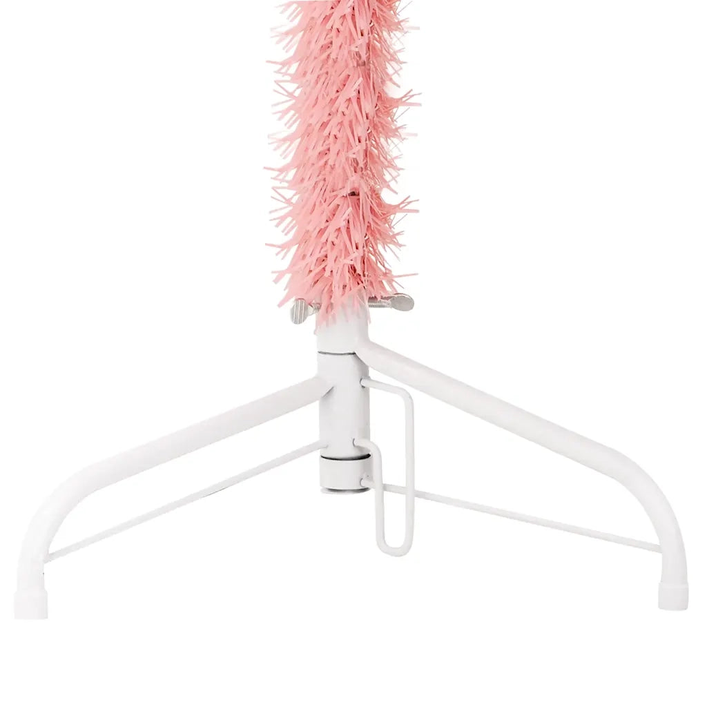 Albero Natale | Decorazioni natalizie Artificiale Sottile a Met¨¤ e Supporto Rosa 120 cm