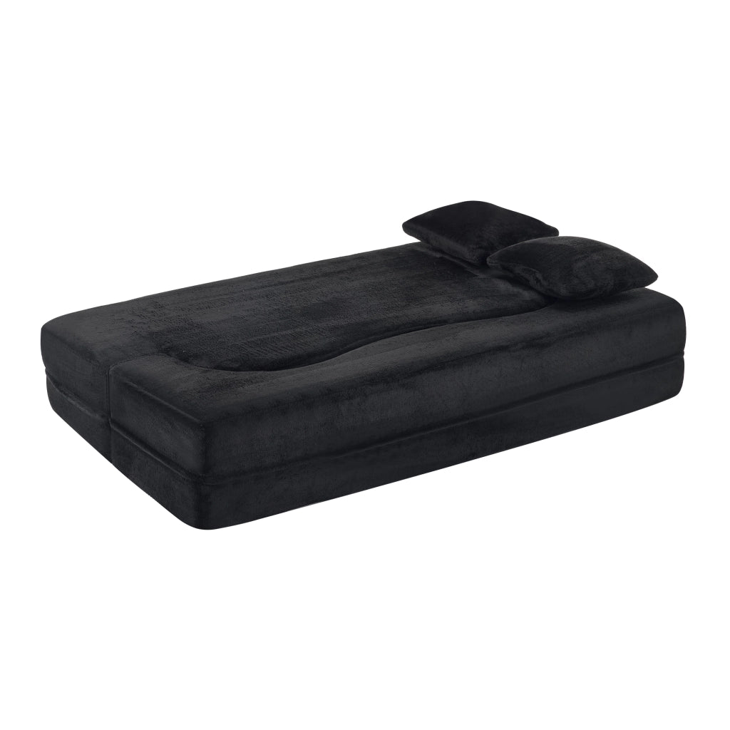 Divano letto pieghevole 2 in 1 - con funzione letto e 2 cuscini - in schiuma - nero