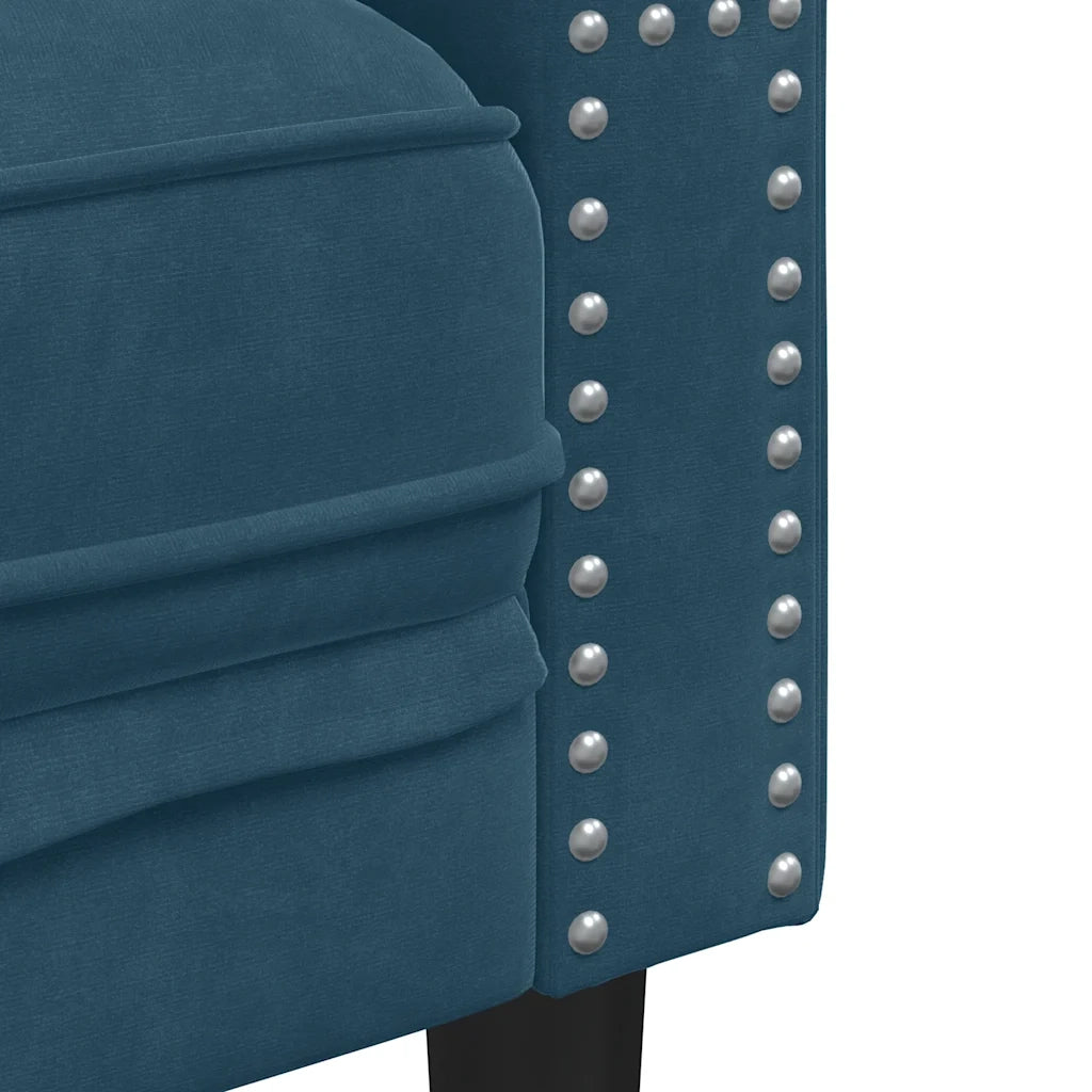 Set Divani Chesterfield 2pz con Cuscini Blu Velluto 3209299