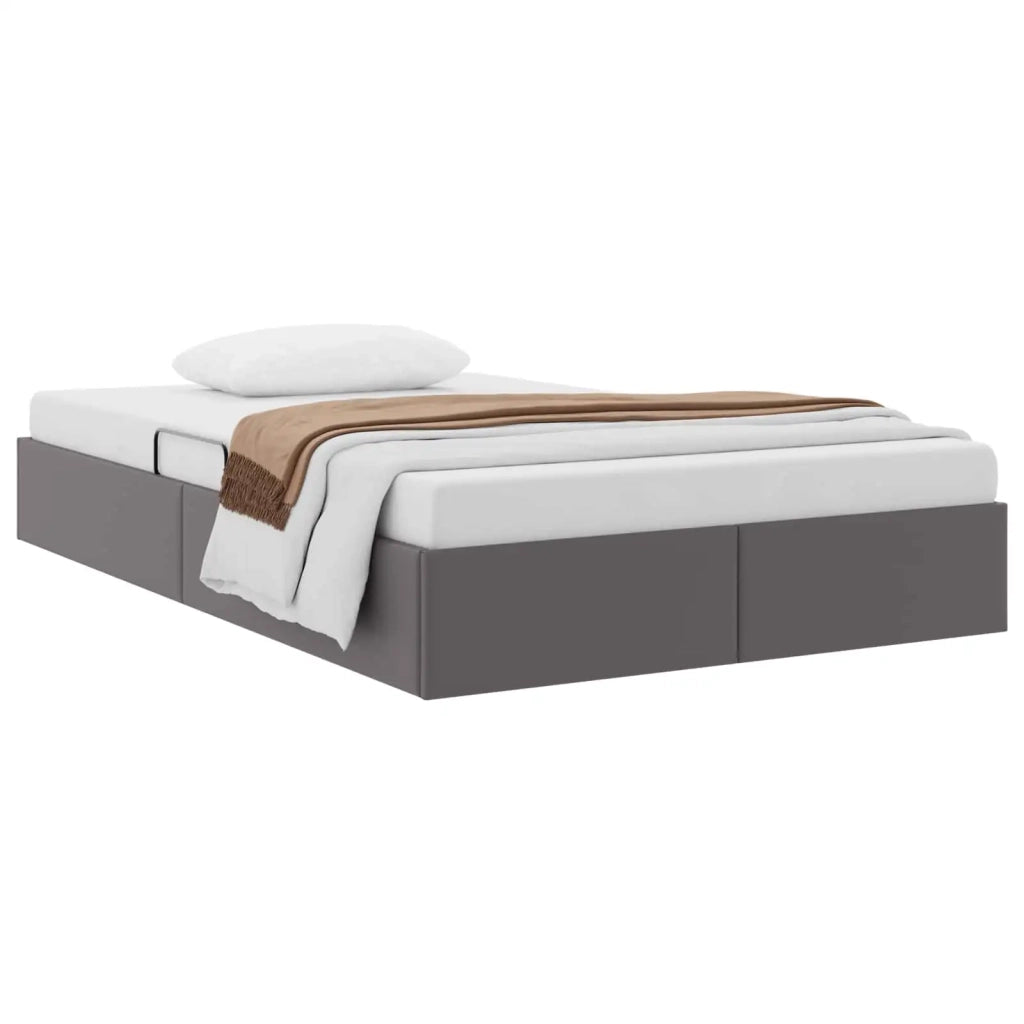 Letto ottomano Grigio 120 x 200 cm Pelle Sintetica 3442768