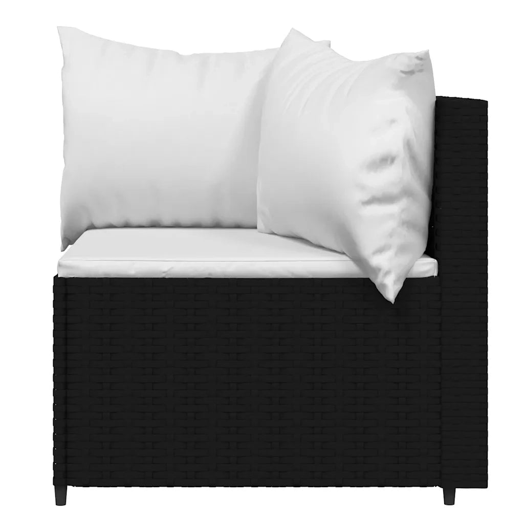 Set Divani da Giardino 3 pz con Cuscini Nero in Polyrattan 319743