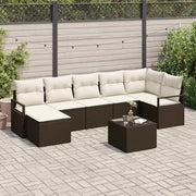 Set di divani con cuscino 8 pcs Marrone e Crema polyrattan 3355147