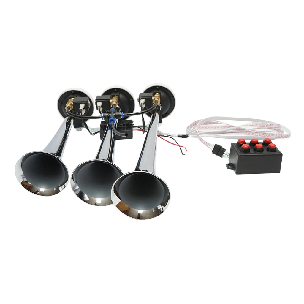 Clacson a 3 trombe 24V con 6 melodie per compressore d’aria