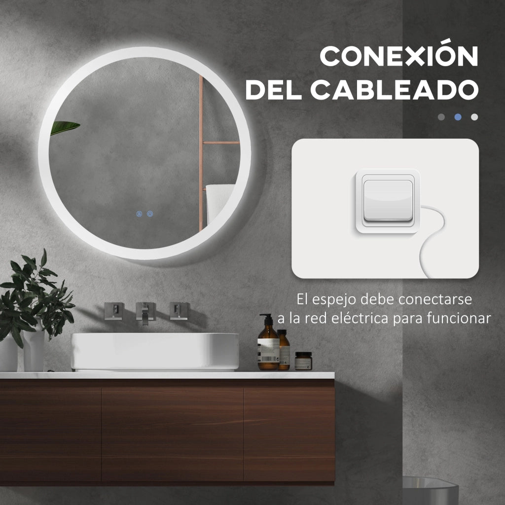 Specchio Bagno Rotondo LED 70x70cm ¨C Xylo ¨C Antiappannamento 3 Luci Touch