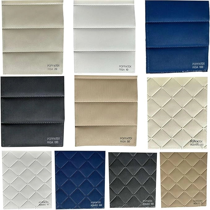 Tessuto Ecopelle Nautica Tappezzeria Alta Qualità "POPPATEX ROMBI" - Colore Panna 20 - Morbida e Resistente - Vendita al Metro