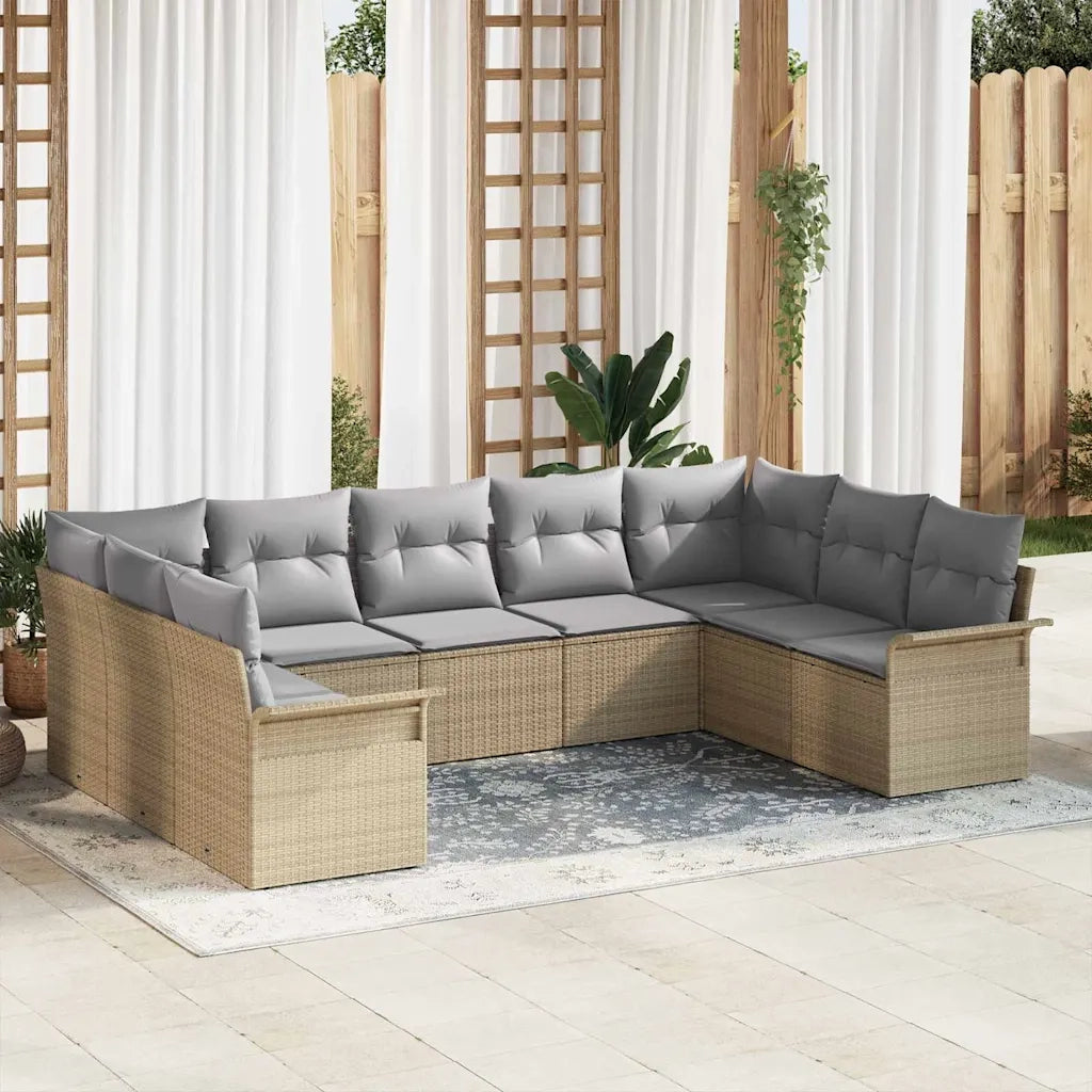 Set Divano da Giardino con cuscino Beige polyrattan