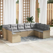 Set Divano da Giardino con cuscino Beige polyrattan