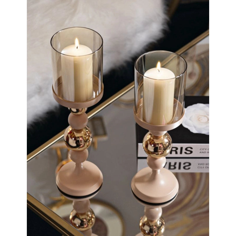 Porta Cand Glassy Rosa Set 2 Pz cm ø 10x32-10x36