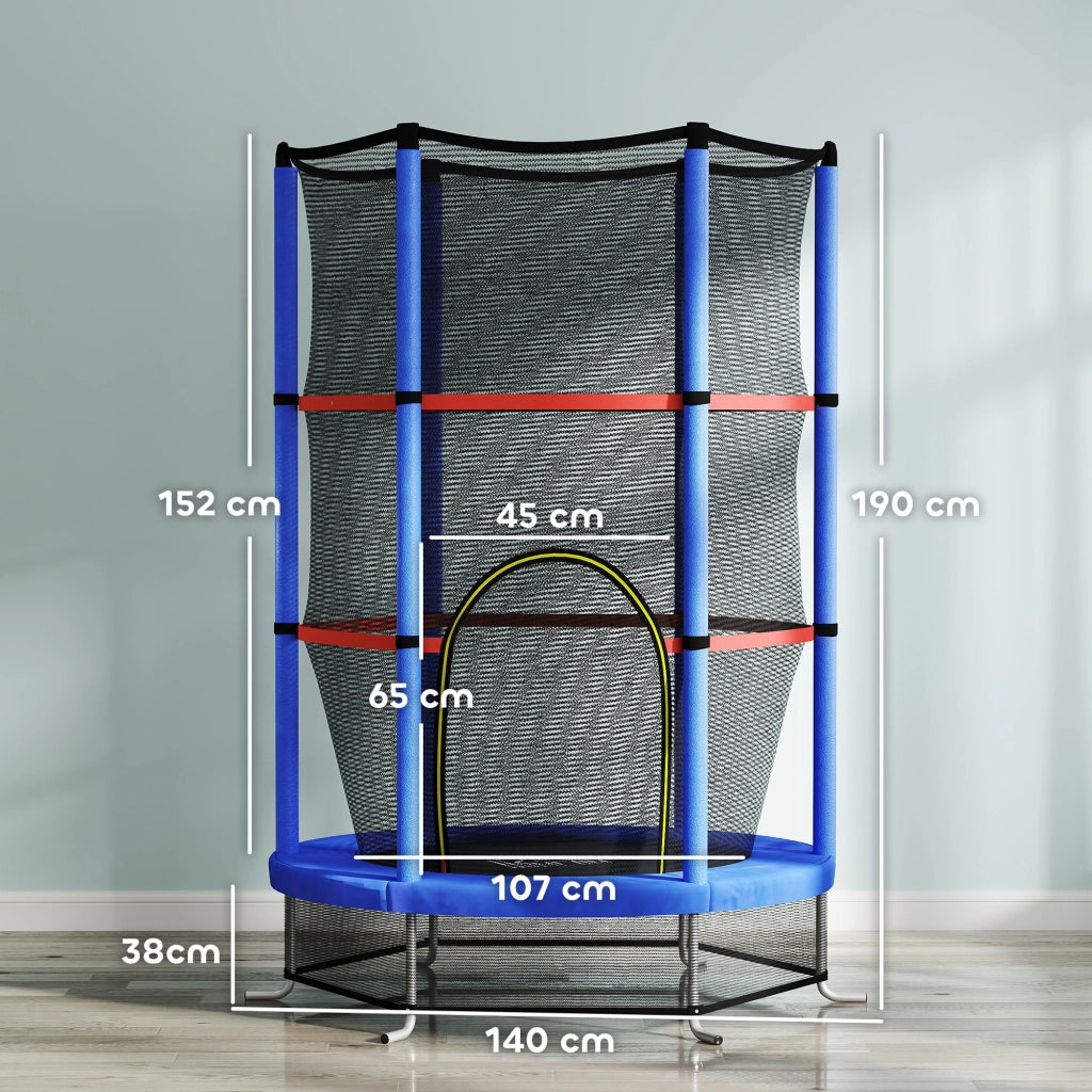 Tappeto Elastico per Bambini con Rete di Sicurezza ¨C Minimal ¨C Blu Nero 140x190 cm