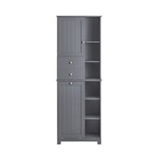 Mobile alto con portabiancheria apribile Armadietto da Pavimento Mobile bagno Grigio 60x37x170cm BZR104-DG