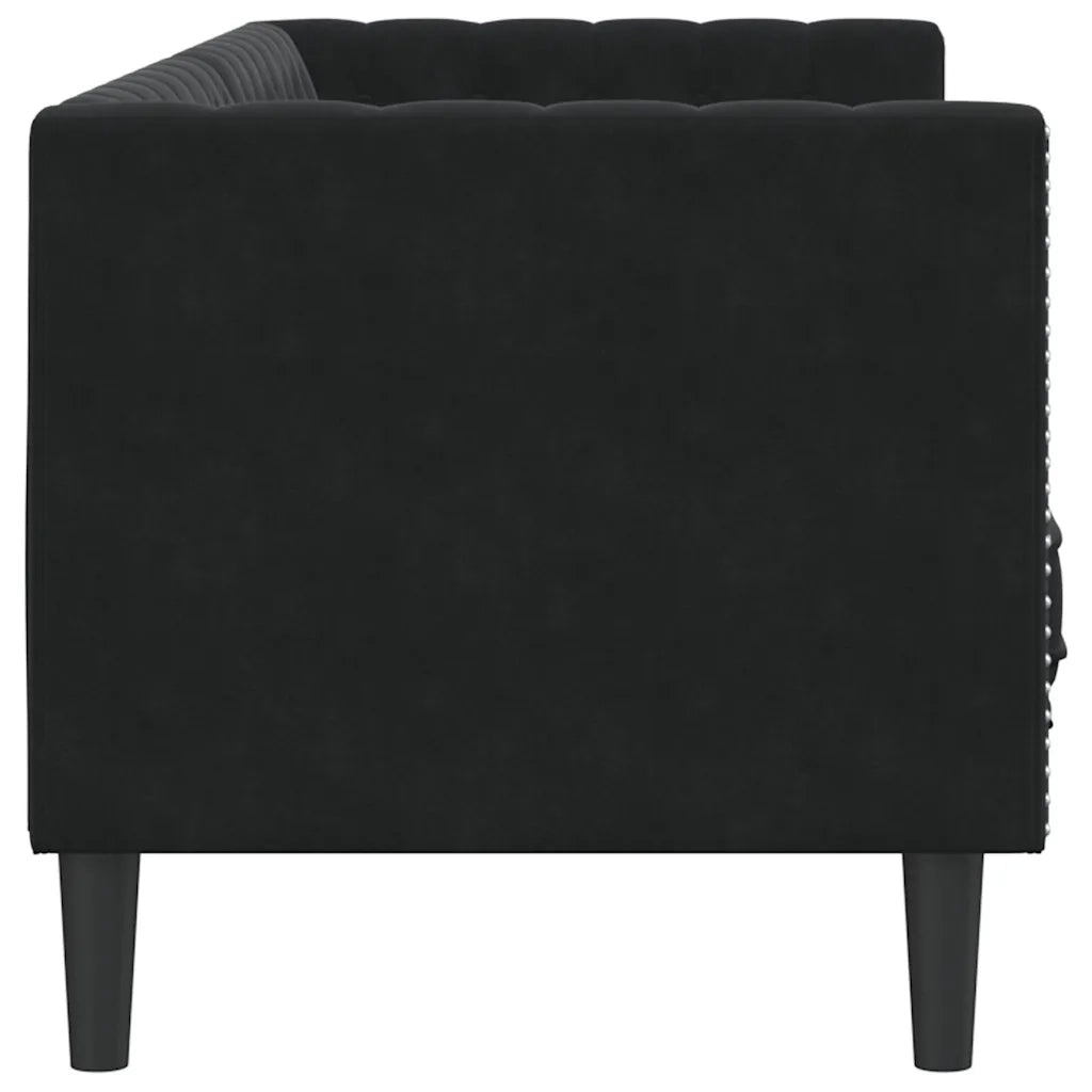 Divano Chesterfield con Rinforzi 3 Posti-Sofa 3 Posti-Divanetto Nero in Velluto
