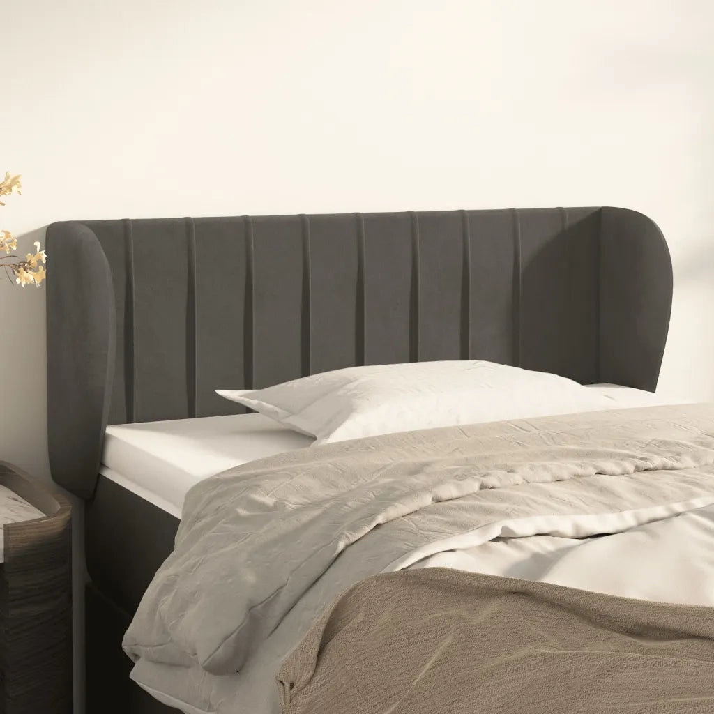 Testiera | Testata ad Orecchio Grigio Scuro 103x23x78/88 cm in Velluto