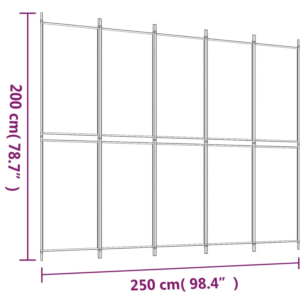 Divisorio Ambienti | Divider per stanze | Paravento a 5 Pannelli Antracite 250x200 cm Tessuto