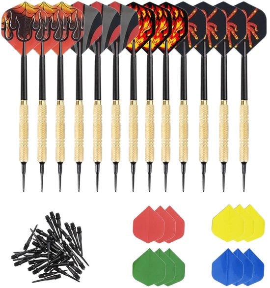 Set di Dart 14 gram - Confezione da 12 pezzi - 24 Altre Vele - 100 Punti di Darts in Plastica - Tempo Libero e Sport - Alta Qualità - Kit di Darts
