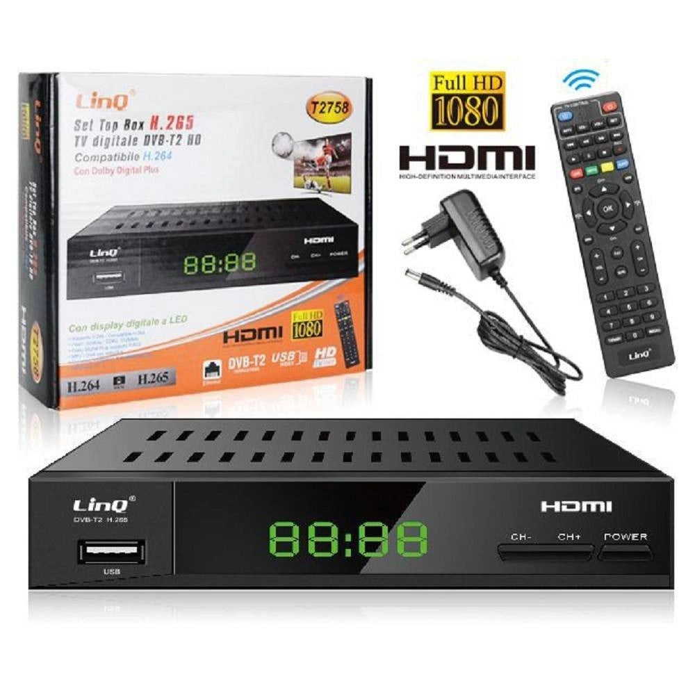 Trade Shop - Decoder Tv Digitale Terrestre T2 Set Top Box Full Hd Dvb-t2 Hd H.265 Pvr T2758 -