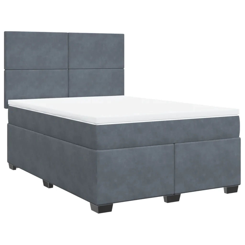 Giroletto a Molle con Materasso Grigio Scuro 140x200 cm Velluto