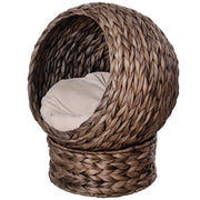 Letto per gatti in vimini con cuscino ¨C zephmum ¨C 50x42x60 cm marrone beige