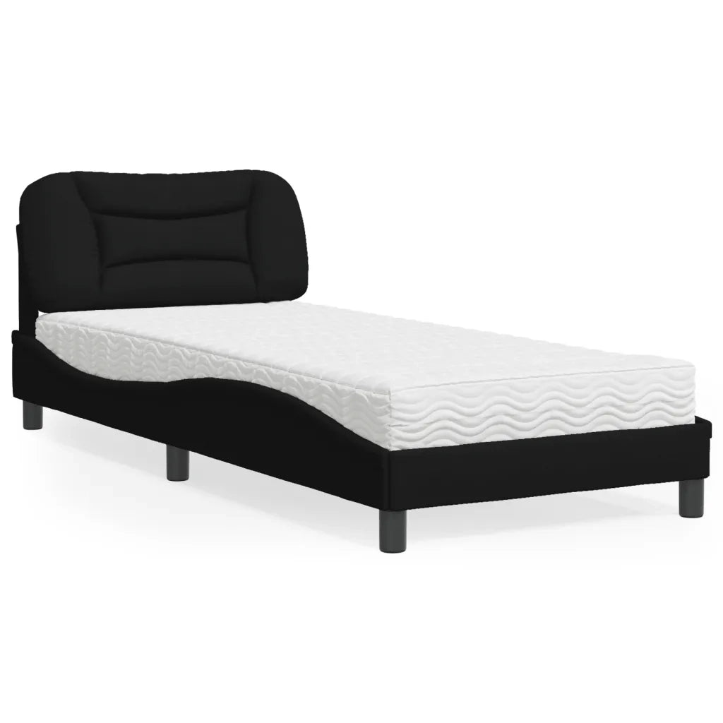 Letto con Materasso Hvar Nero 90x200 cm in Tessuto