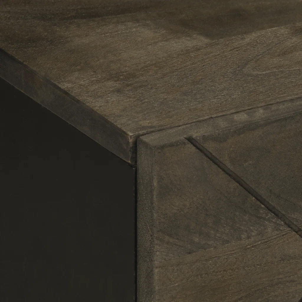 Comodini 2pz Neri 40x33x46 cm in Legno Massello di Mango 4017683