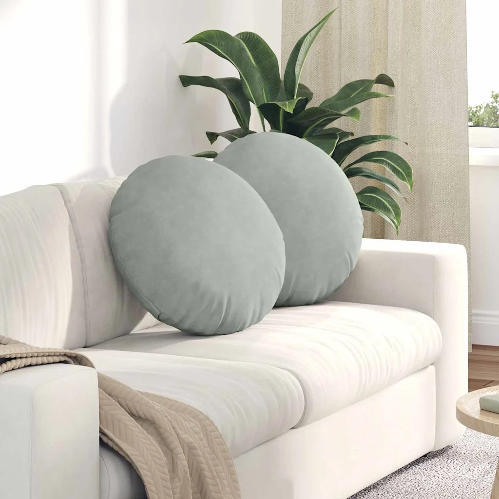 Cuscini per Seduta 2 pcs Grigio chiaro Ø50 x 19 cm Velluto 42014174