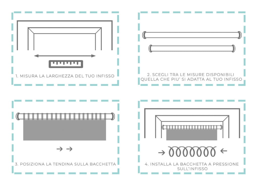 Bacchette Tende A Pressione Bastone Tenda Estensibile Astina Con Molla - 40-60 - Nero-Argento