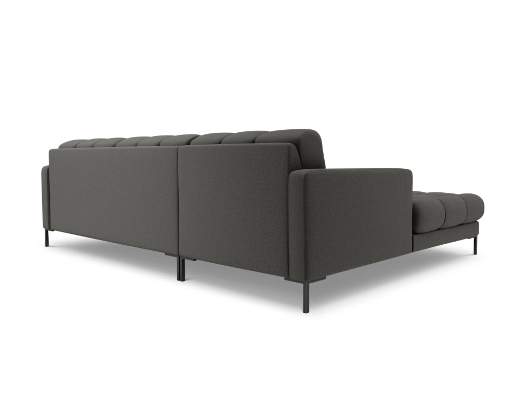 Cosmopolitan Design - Divano angolare sinistro "Bali" 5 posti in tessuto strutturato grigio scuro 