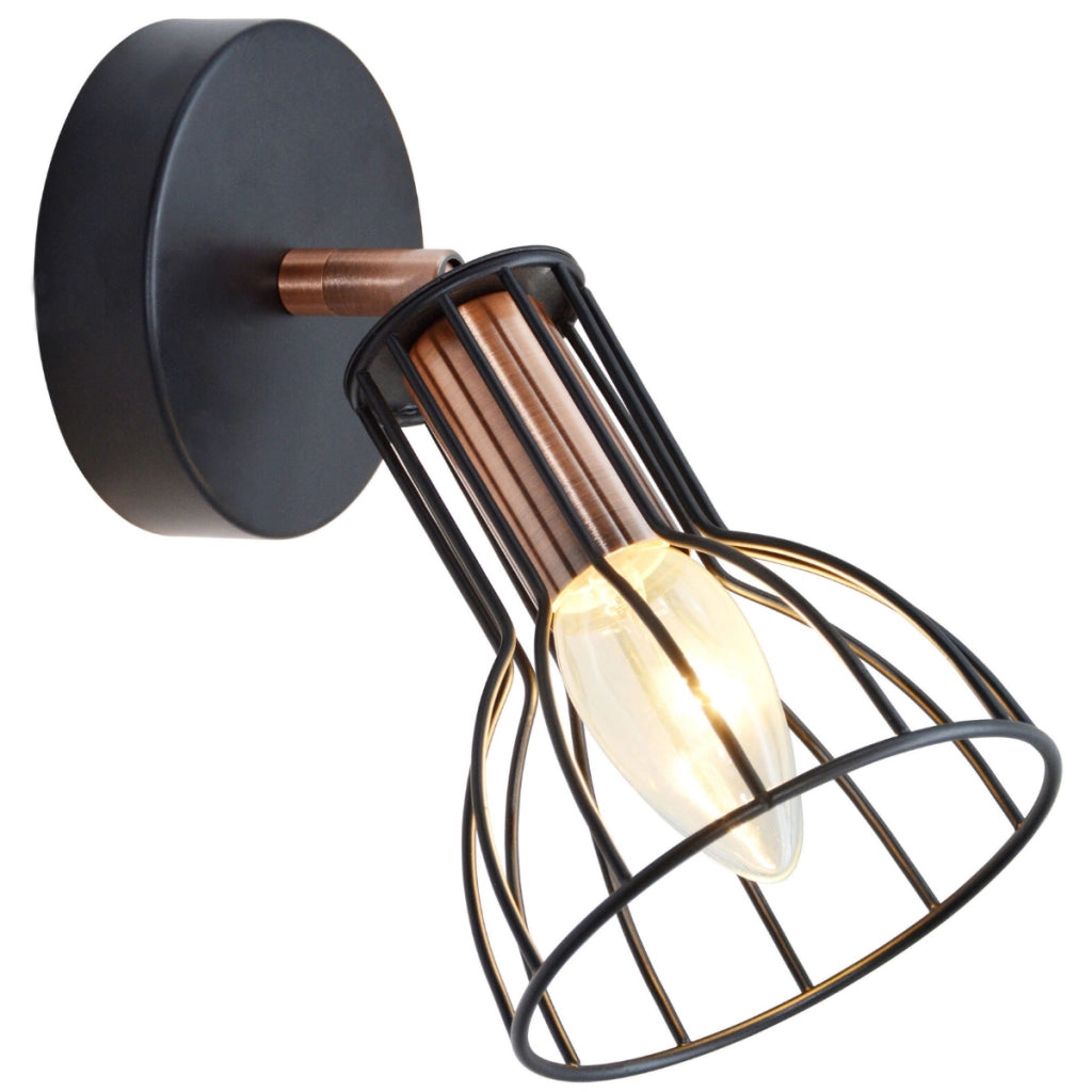 Applique orientabile SOFIA 1 luce nero/rame E14 Polux