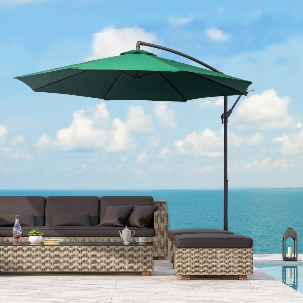 EasyComfort Ombrellone da Giardino 3x2.5 m, Inclinabile con Base a Croce e Manovella, in Acciaio e Poliestere